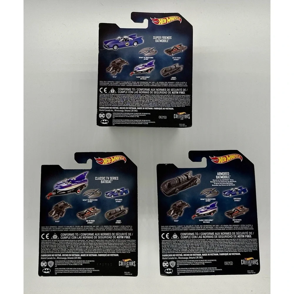 Hot Wheels Batman Lot of 3 Super Friends Armored Batmobile Batboat Trailer 1:50